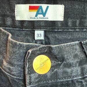 Aviator Nation Men's Classic Straight Leg Jeans Black Distressed Made in USA 33